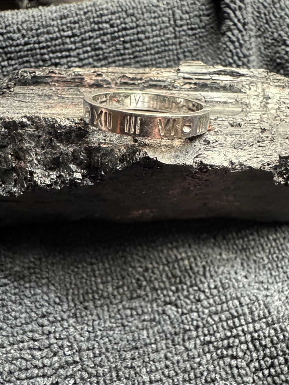 Stainless Steel Roman Numeral Stackable Ring - Silver